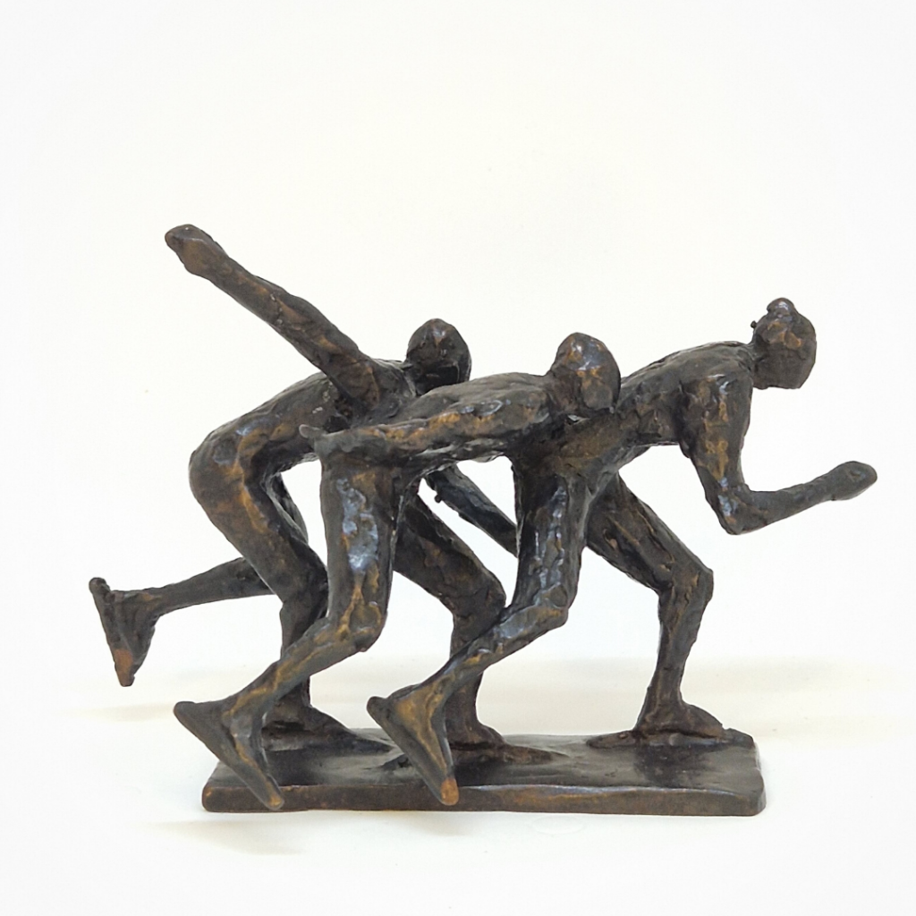 3 schaatsers -Bronze sculpture - Gerard Brouwer